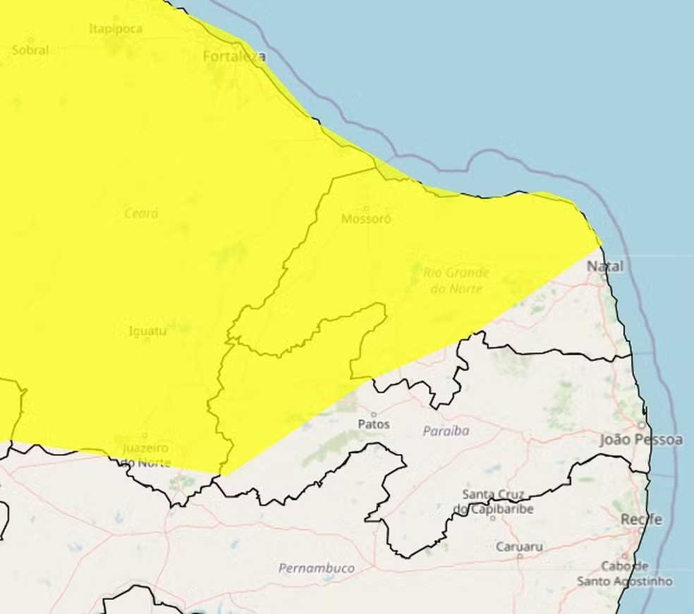 Inmet renova alerta de chuvas intensas para 116 cidades do RN até quarta-feira (23)