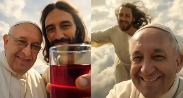 Vídeo criado por IA mostra Papa Francisco ao lado de Jesus Cristo e emociona internautas
